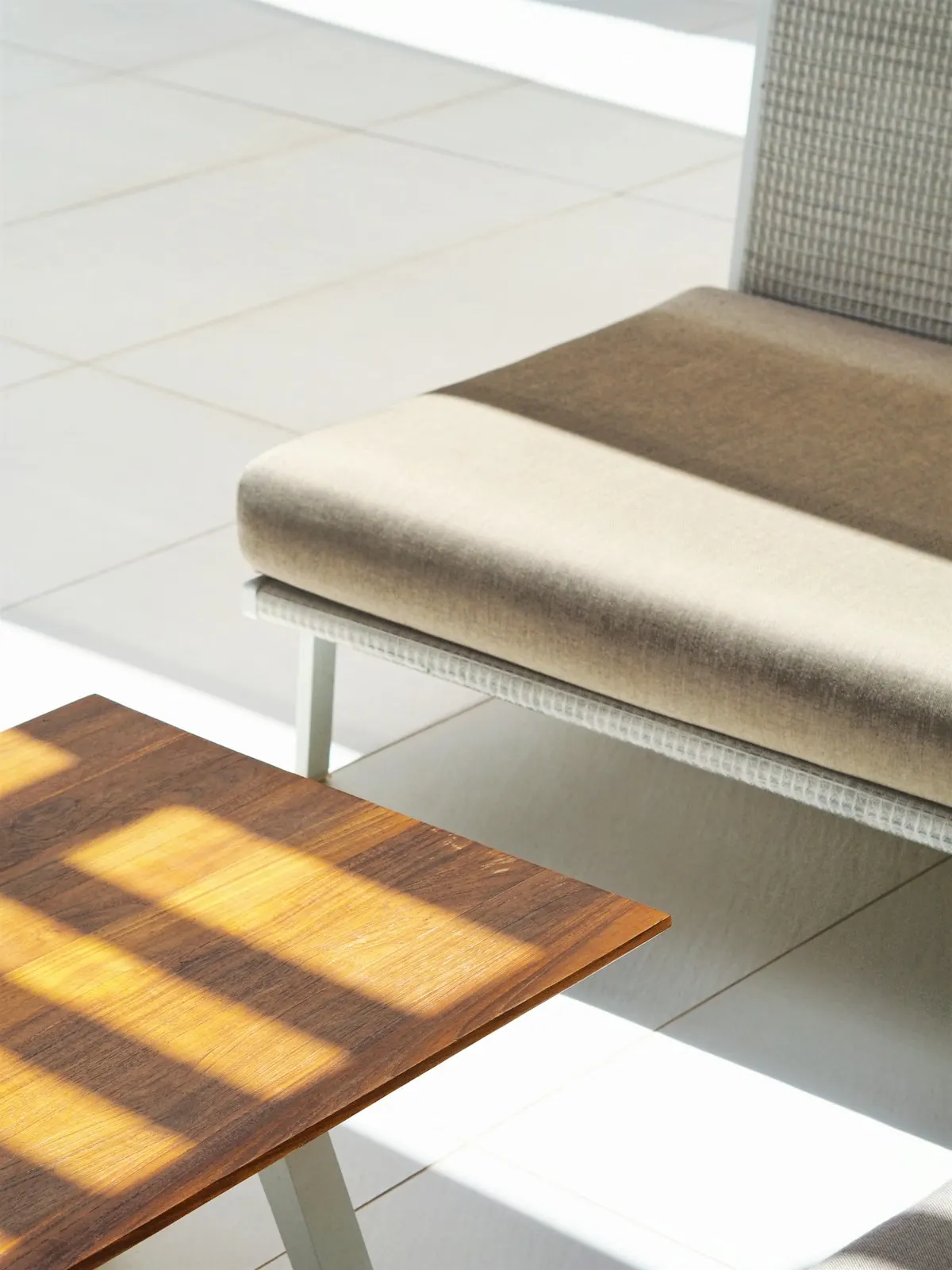 Outdoor seating beside large-format paving